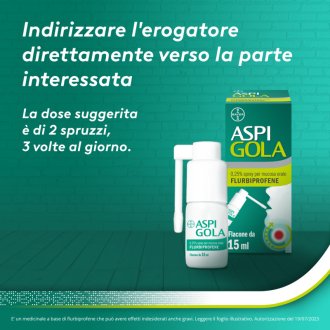 Aspi Gola Spray - Spray Anti-infiammatorio per mal di gola - 15 ml 0,25%