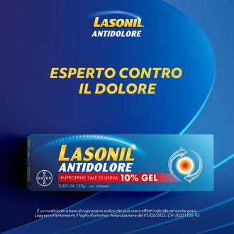 Lasonil Antidolore Gel 10% - Gel antidolorifico per traumi muscolari ed articolari - 120 g