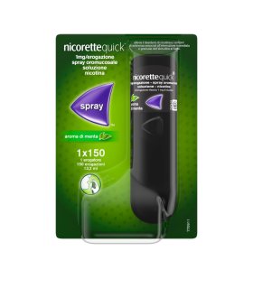 NicoretteQuick Spray - Per alleviare astinenza da nicotina - 1 Flacone 150 erogazioni Aroma Menta