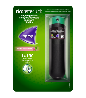NicoretteQuick Spray - Per alleviare astinenza da nicotina - 1 Flacone 150 erogazioni Aroma Frutti Rossi