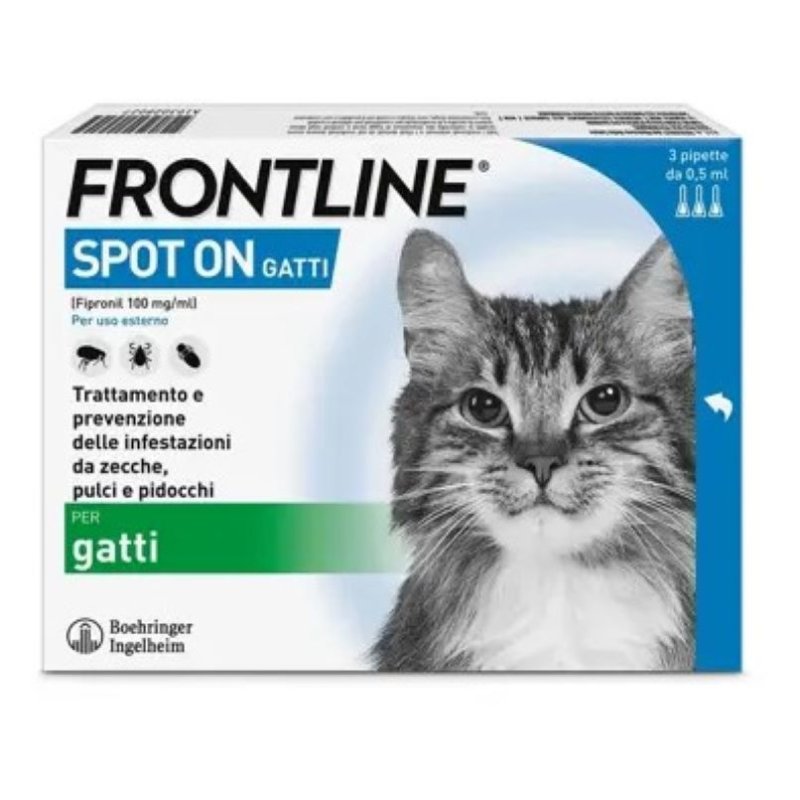 Frontline Spot On Gatti x3 Pipette, Antiparassitario per Gatti, Contro Zecche, Pulci e Pidocchi Frontline Spot On Gatti x3 Pipette, Antiparassitario per Gatti, Contro Zecche, Pulci e Pidocchi