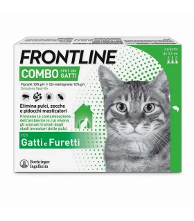 Frontline Combo Gatti x3 Pipette, Antiparassitario Contro Pulci, Zecche, Uova, Larve E Pidocchi 