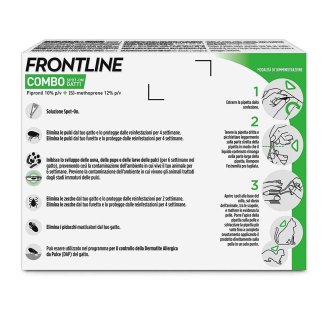 Frontline Combo Gatti x3 Pipette, Antiparassitario Contro Pulci, Zecche, Uova, Larve E Pidocchi 