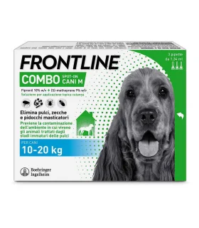 Frontline Combo Cani x3 Pipette, Antiparassitario per Cani (10-20Kg) Contro Pulci, Zecche E Pidocchi