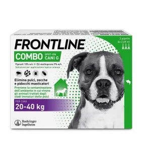 Frontline Combo Cani x3 Pipette, Antiparassitario per Cani (20-40Kg) Contro Pulci, Zecche E Pidocchi