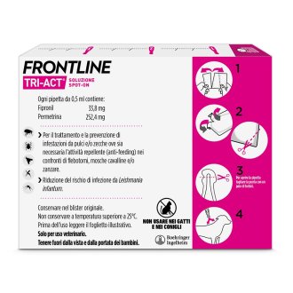 Frontline Tri-Act x3 Pipette, Antiparassitario Per Cani (2-5Kg) Contro Parassiti Esterni E Insetti Volanti Frontline Tri-Act x3 Pipette, Antiparassitario Per Cani (2-5Kg) Contro Parassiti Esterni E Insetti Volanti