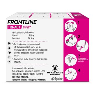 Frontline Tri-Act x6 Pipette, Antiparassitario Per Cani (2-5Kg) Contro Parassiti Esterni E Insetti Volanti