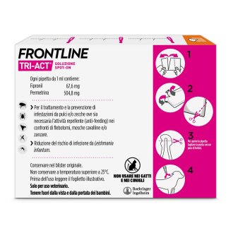 Frontline Tri-Act x3 Pipette, Antiparassitario Per Cani (5-10Kg) Contro Parassiti Esterni E Insetti Volanti