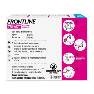 Frontline Tri-Act x3 Pipette, Antiparassitario Per Cani (10-20Kg) Contro Parassiti Esterni E Insetti Volanti