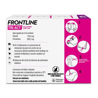 Frontline Tri-Act x3 Pipette, Antiparassitario Per Cani (2-5Kg) Contro Parassiti Esterni E Insetti Volanti