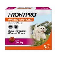 Frontpro x3 Compresse Masticabili, Antiparassitario Per Cani (2-4Kg) Contro Pulci E Zecche Frontpro x3 Compresse Masticabili, Antiparassitario Per Cani (2-4Kg) Contro Pulci E Zecche
