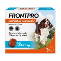 Frontpro Cani x3 Compresse Masticabili, Antiparassitario Per Cani (10-25Kg) Contro Pulci E Zecche Frontpro Cani x3 Compresse Masticabili, Antiparassitario Per Cani (10-25Kg) Contro Pulci E Zecche