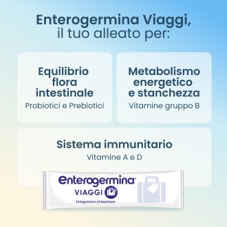 Enterogermina Viaggi - Integratore per l'equilibrio della flora batterica intestinale - 12 bustine orosolubili Enterogermina Viaggi - Integratore per l'equilibrio della flora batterica intestinale - 12 bustine orosolubili
