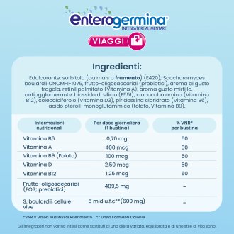 Enterogermina Viaggi - Integratore per l'equilibrio della flora batterica intestinale - 12 bustine orosolubili Enterogermina Viaggi - Integratore per l'equilibrio della flora batterica intestinale - 12 bustine orosolubili