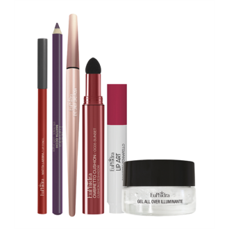 Euphidra Cofanetto di Natale Una Grande Storia D'Amore - Lip Art Rossetto + Matita occhi L0O9 prugna + Ombretto cushion + Matita labbra + Illuminante All Over + Eyeliner 
