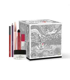 Euphidra Cofanetto di Natale Una Grande Storia D'Amore - Lip Art Rossetto + Matita occhi L0O9 prugna + Ombretto cushion + Matita labbra + Illuminante All Over + Eyeliner 