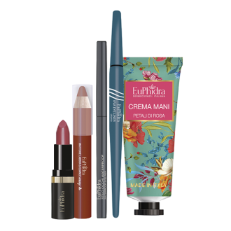 Euphidra Cofanetto di Natale Una Festa Indimenticabile - Viva eye liner + Crema mani + Rossetto mat + Matitone labbra + Matita occhi waterproof 