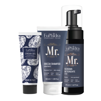 Euphidra Cofanetto di Natale Nuovi Orizzonti  - Mr. Doccia shampoo idratante + Mr. Schiuma detergente viso + Crema gel viso