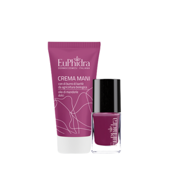 Euphidra Cofanetto di Natale Magenta Royale Benessere Mani - Crema mani nutriente + Smalto unghie rinforzante