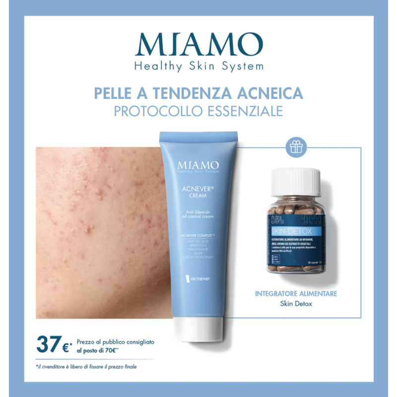 Miamo Cofanetto 2025 Protocollo Pelle a Tendenza Acneica - Miamo Acnever Cream + Miamo Skin Detox Miamo Cofanetto 2025 Protocollo Pelle a Tendenza Acneica - Miamo Acnever Cream + Miamo Skin Detox
