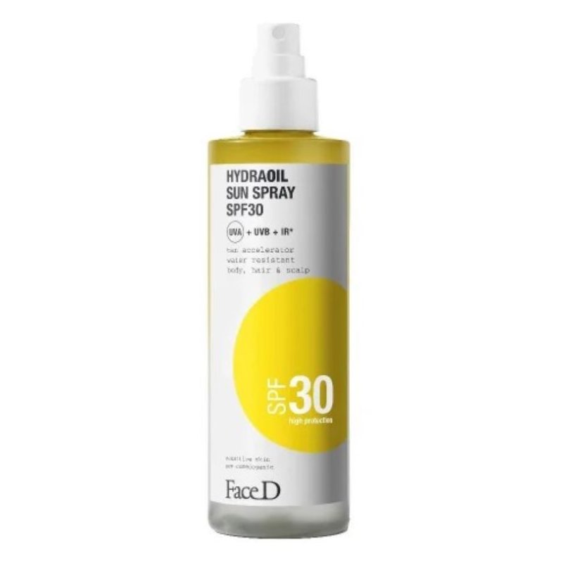 FaceD Hydraoil Spray Solare SPF30 - Protezione solare molto alta per corpo e capelli - 200 ml FaceD Hydraoil Spray Solare SPF30 - Protezione solare molto alta per corpo e capelli - 200 ml