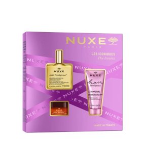 Nuxe Cofanetto di Natale 2025 Gli iconici - Olio prodigioso + Shampoo + Balsamo labbra al miele 