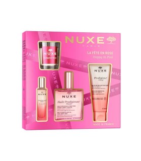 Nuxe Cofanetto di Natale 2025 La felicità è rosa - Olio secco floreale + profumo + olio doccia + candela per ambienti