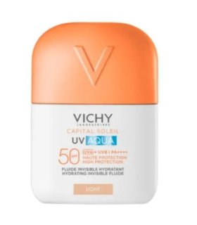 Vichy Capital Soleil Uv Aqua Fluido Idratante Colorato SPF50 - Protezione solare molto alta per il viso - Tonalità chiara - 50 ml