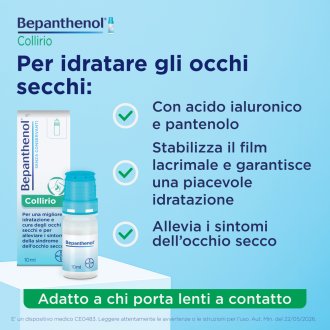 Bepanthenol Collirio - Per occhi secchi con Acido Ialuronico e Pantenolo - 10 ml