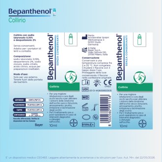 Bepanthenol Collirio - Per occhi secchi con Acido Ialuronico e Pantenolo - 10 ml