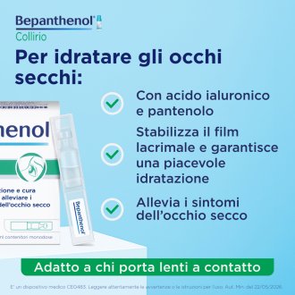 Bepanthenol Collirio Monodose - Per occhi secchi - 10 flaconi da 0,5 ml ciascuno