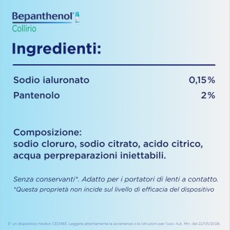 Bepanthenol Collirio Monodose - Per occhi secchi - 10 flaconi da 0,5 ml ciascuno