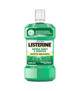 Listerine Difesa Denti e Gengive Collutorio Zero Alcol - Ideale per l'igiene orale quotidiana - Gusto Menta fresca - 500 ml