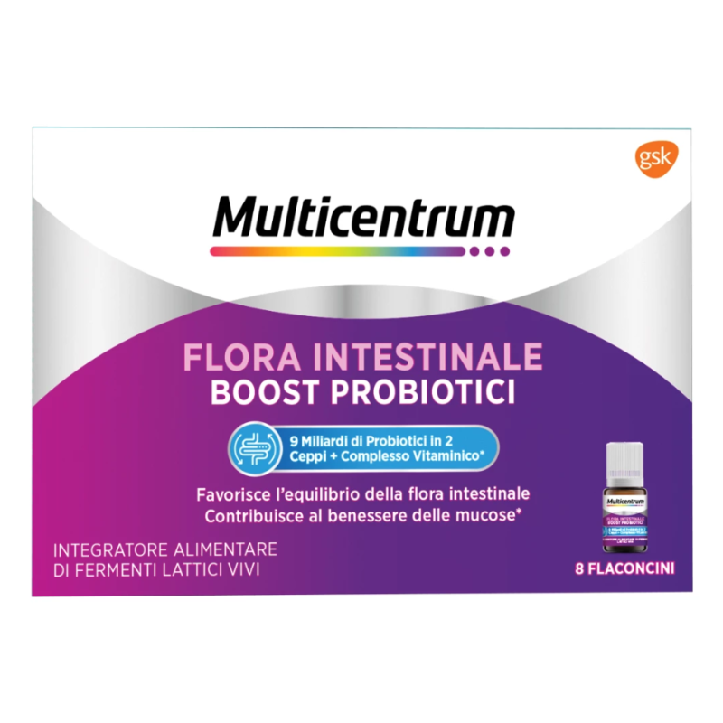 Multicentrum Duobiotico - Integratore per il benessere dell'intestino - 8 flaconcini