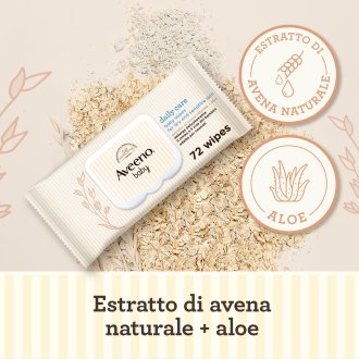Aveeno Baby Salviettine - Salviette detergenti viso e corpo per bambini - 72 pezzi