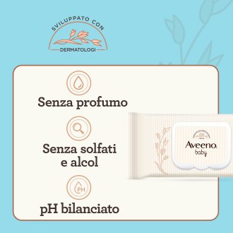Aveeno Baby Salviettine - Salviette detergenti viso e corpo per bambini - 72 pezzi