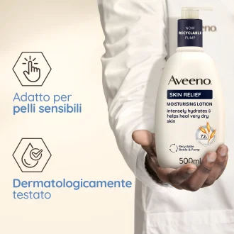 Aveeno Skin Relief Crema Nutriente Lenitiva - Crema corpo per pelle molto secca e sensibile - 500 ml Aveeno Skin Relief Crema Nutriente Lenitiva - Crema corpo per pelle molto secca e sensibile - 500 ml