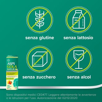 Aspi Gola Natura Spray - Spray per mal di gola e tosse - Gusto Albicocca e Limone