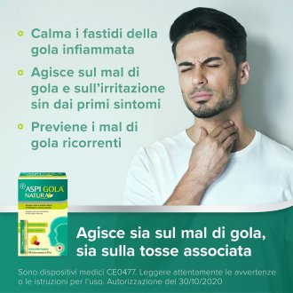 Aspi Gola Natura - Sciroppo per tosse e mal di gola - Gusto Limone e Amarena - 16 Bustine 