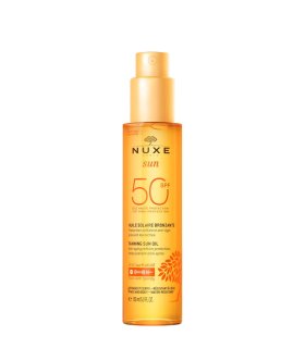 Nuxe Sun Olio Solare Abbronzante SPF 50 - Protezione solare anti-età per viso e corpo - 150 ml