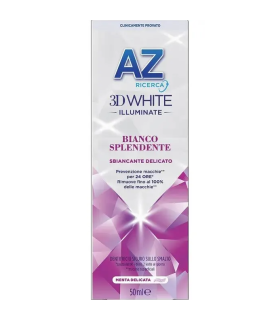 AZ 3D White Illuminate Dentifricio Bianco Splendente  - Dentifricio sbiancante antimacchie - Gusto menta delicata - 50 ml