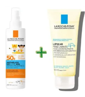 Anthelios Dermo-Pediatrics Spray Invisibile SPF 50+ + Lipikar Ap + Olio Lavante - Protezione solare molto alta + olio detergente anti arrossamento