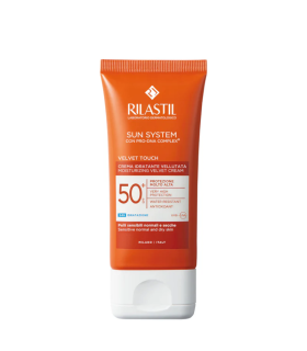 Rilastil Sun System Velevet Touch SPF 50+ - Crema idratante vellutata per pelle secca e sensibile - 50 ml