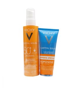 Vichy Capital Soleil Cell Protect Fluido Spray Invisibile SPF 50+ + Latte Doposole - Kit protezione solare + latte doposole lenitivo