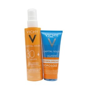 Vichy Capital Soleil Cell Protect Fluido Spray Invisibile SPF 30 + Latte Doposole - Kit protezione solare + latte doposole lenitivo