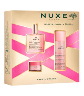 Nuxe Cofanetto di Natale 2024 Pink Fever - Olio prodigioso floreale 50 ml + Very Rose acqua micellare 100 ml + Very rose balsamo labbra 15 g