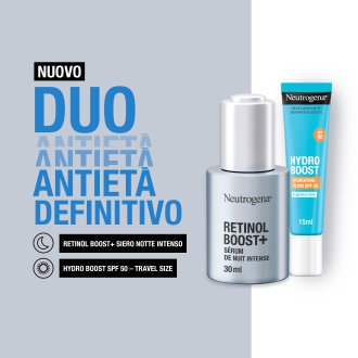 Neutrogena Duo Antietà e Protezione - Retinol boost siero notte intenso + Fluido idratante viso SPF 50 