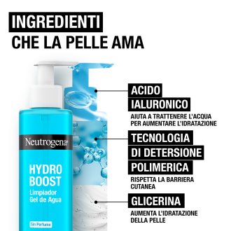 Neutrogena Hydro Boost Routine Idratazione e Protezione - Gel detergente + Siero viso + Fluido viso SPF 50 