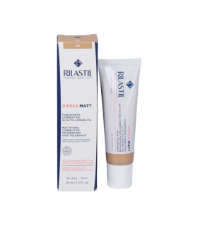 Rilastil Difesa Matt Fondotinta Correttivo 04 - Fondotinta opacizzante per pelle sensibile a tendenza acneica - 30 ml