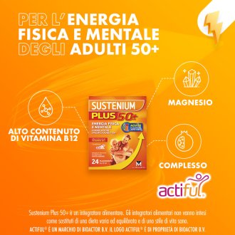 Sustenium Plus 50+ - Integratore energizzante per adulti over 50 - 15 flaconcini
